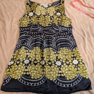 CAbi Green and Black Patterned Top